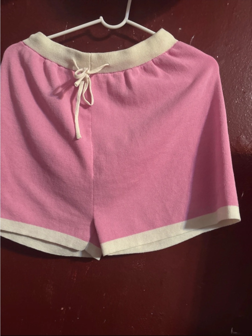 Pink Knit Shorts with Cream Trim - Picture 3 of 8